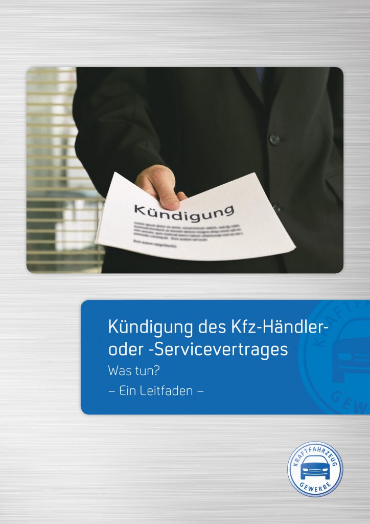 Die Titelseite der neuen Auflage der Broschüre "Kündigung des Händlervertrages". Foto: ProMotor